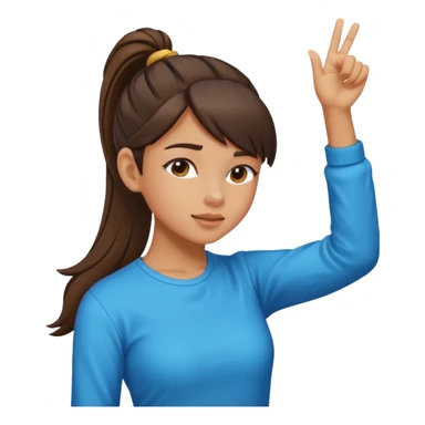 Girl who’s brunette high ponytail dabbing ￼ sticker