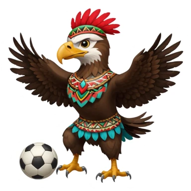 aguila mexicana con vestimenta azteca que juega futbol sticker