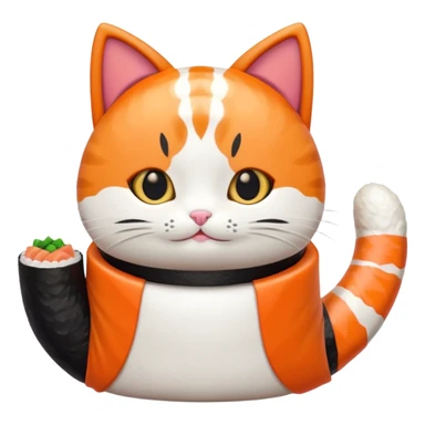 cat wearing a piece of nigiri sushi costume sticker
