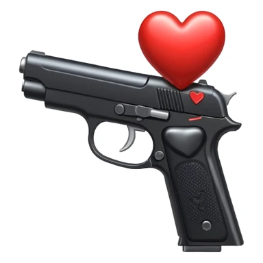 Black hand gun shooting a heart bullets out of the tip  sticker