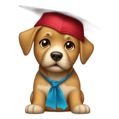 perrito con gorro de graduación sticker