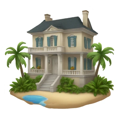 A mansion on a tropical island   sticker