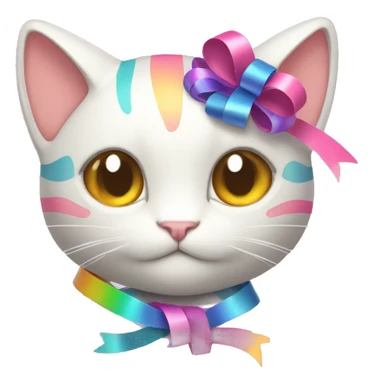 Shiny colorful Mew with ribbons sticker