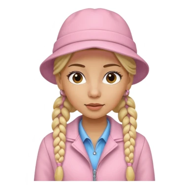 Two blonde braids cowgirl with soft pink hat and jacket sticker