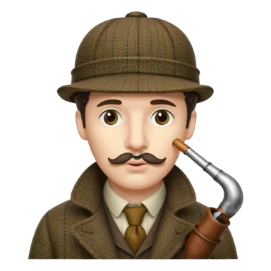 A side view of Sherlock Holmes wearing a deerstalker hat with a curved meershaum pipe held to his lips sticker