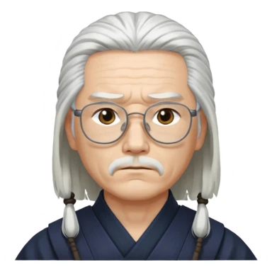 samurai, slim, long white hair , glasses sticker