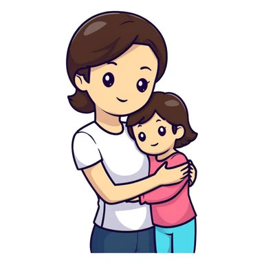 mother and daughter with brunette hair sticker