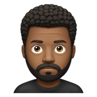 black man with beard, mustache, and short afro frowing wearing a black tee sticker