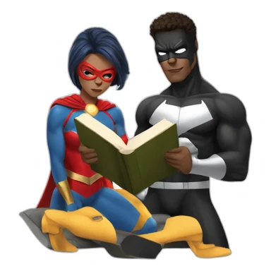 three superheroes reading books sticker