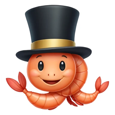 shrimp wearing a top hat sticker