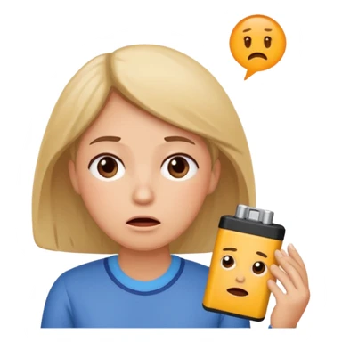 A kindergardenteacher with an empty battery icon above their head an exhausted and stressed face sticker