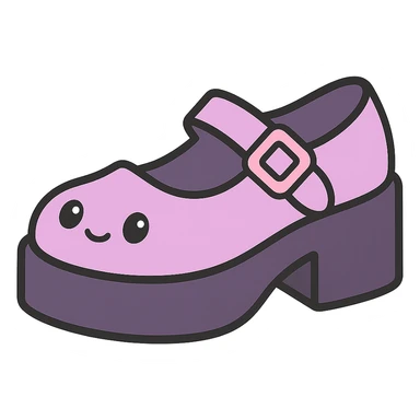 Make the shoes pastel purple with black and pink accents, kawaii style, no socks, no hearts, transparent background sticker