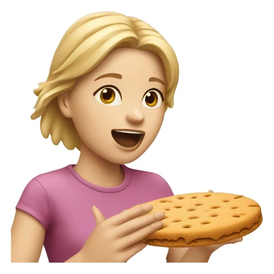 Blond girl eating a giant digestive biscuit  sticker