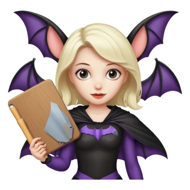 Girl bat holding large blank sign sticker