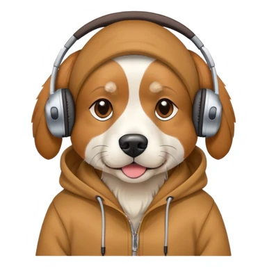 Dog wearing a hoodie with headphones sticker