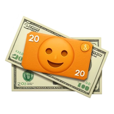 A $20 dollar cash coupon with $20 on it  in orange colour  sticker