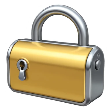 Chrome silver lock emoji, iOS emoji style, smooth metallic surface, rounded edges, reflective highlights, minimalistic sticker