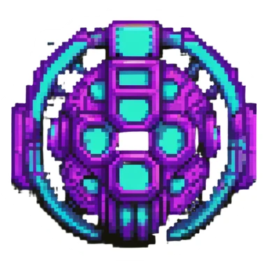 futuristic cyberpunk pixel art icon, vivid neon colors purple magenta cyan, minimal expressive design, 32x32, centered, high contrast, transparent background, no text, suitable for dark background, channel name symbol sticker