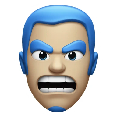 angry, yet determined blue person with with lips sealed shut and teeth only showing from the right side of his face  sticker