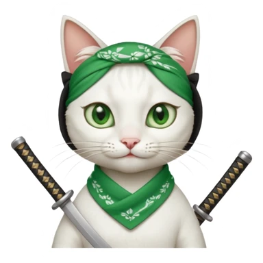 un gato blanco con reeferencia a roroa zoro sticker