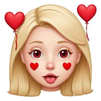 A cross eyed unisex with their tongue out far with Valentine’s Day decor/hearts around eyes facing different directions sticker