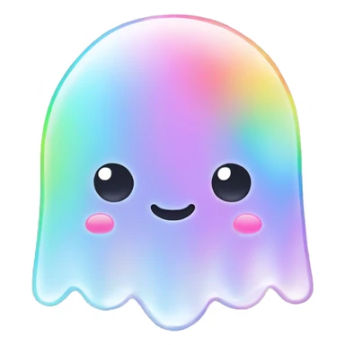Kawaii rainbow pastel bedazzled ghost  sticker