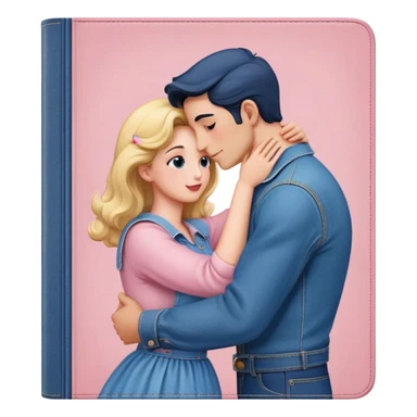 an old vintage romance book with an old cover in light pink and denim blue sticker