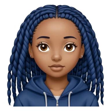black girl with black box braids in a navy blue hoodie sticker