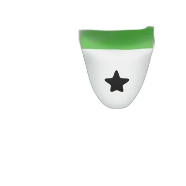 A flag consisting of three sections in width, the upper section is green and the middle section is white. It contains: Three stars next to each other, and the lower part is black sticker