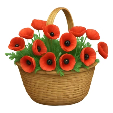 Rattan basket of red poppies sticker