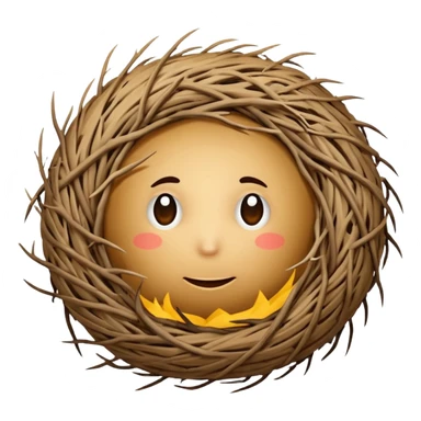 tumbleweed emoji rolling in the center of the frame. The tumbleweed has a round but irregular messy shape, made of thick branches sticker