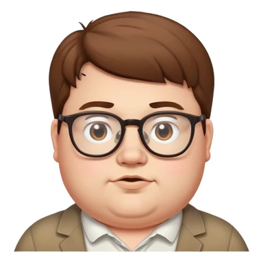 Cute fat white nerd guy with glasses and brown hair sticker
