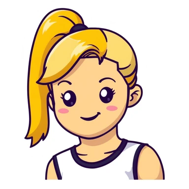 blonde girl with high pony tail hair, winking sticker