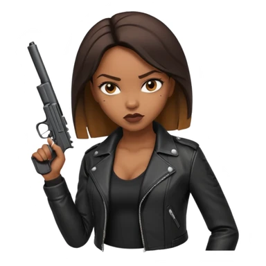 A sexy black female gangster with a gun sticker