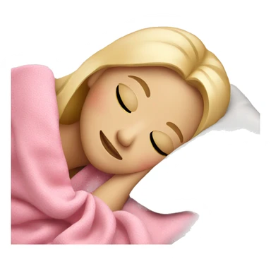 blonde girl sleeping on side with pink blanket sticker