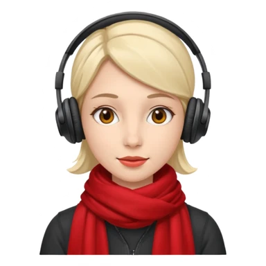 woman with red scarf wearing headphones sticker