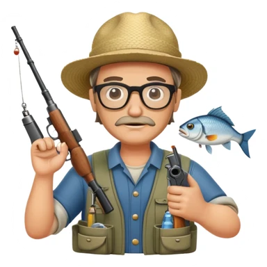 redneck fisherman with glasses and guns and fish sticker