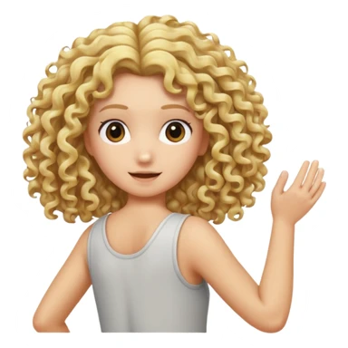 back view of a hand running through blonde curly hair sticker