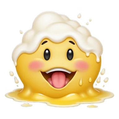 yellow smiley face with eyes up and mouth open, puking white foam sticker