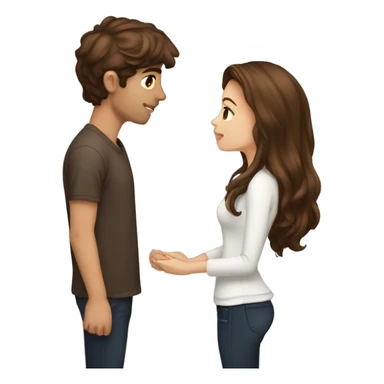 Girlfriend brown hair kissing boyfriend brown hair  sticker