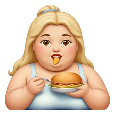 fat lady eating sticker