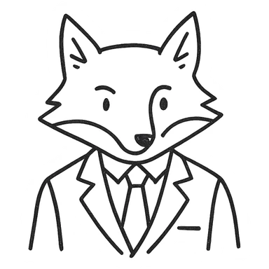 a fox in a business suit, hand drawn outline icon style sticker