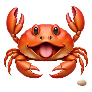 Cinematic Realistic Cute Yawning Crab Portrait Emoji, Head tilted slightly with a dramatic, wide-open yawn, showcasing a soft, textured red shell with a charming, naturally formed face and drooping features, rendered with realistic detail and warm, sandy light, high shine, relaxed yet expressive, styled with a dash of coastal charm, soft glowing outline, capturing the essence of a sleepy yet affectionate crab that appears ready to stretch out on the shore for a peaceful nap! sticker