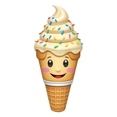 Ice cream cone with a smiley face  sticker