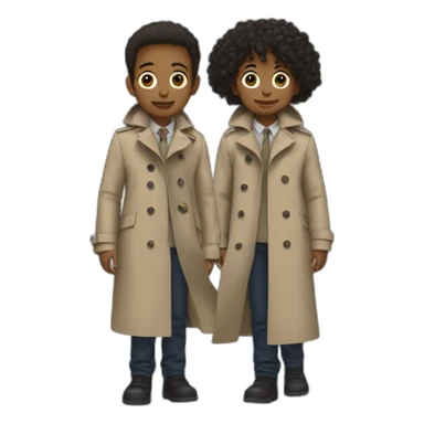 Two kids in one trenchcoat pretending to bé one person sticker