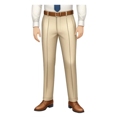 beige dress pants with distinct white vertical pinstripes, formal trousers with cuffed hem, clear vertical lines, isolated garment only on white background, no model sticker