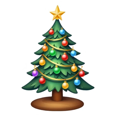 "Christmas tree decorated with lights and ornaments, glowing warmly, festive and colorful, cozy holiday atmosphere, digital illustration, vibrant and cheerful." sticker
