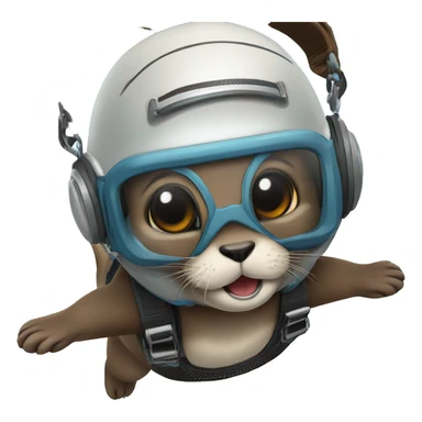 Skydiving otter, his name is ice, put a tag with his name ice in his helmet sticker