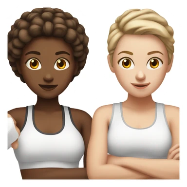 Two white skin girls white brown hair at spin class sticker