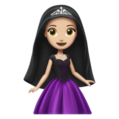 Principessa Barbie, teen Morticia Addams,cute,showing off, show full body,happily mourning accessories veil sticker